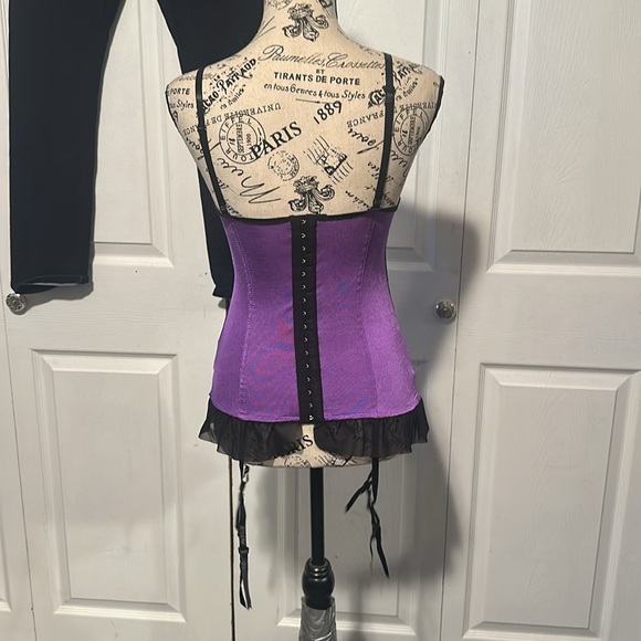 BodyRage Intimates Purple and Black Corset & Garter Bodysuit - Picture 6 of 11